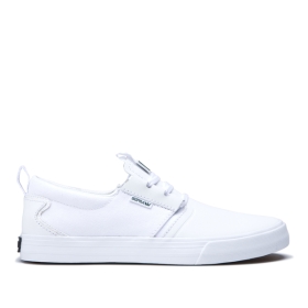 Supra Mens FLOW White/white/Gum Low Top Shoes | CA-52474